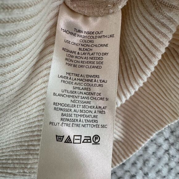 Anthropologie Sweater Womens XS Cream Rib Knit Lace Bishop Long Sleeve Surplice - Picture 14 of 15